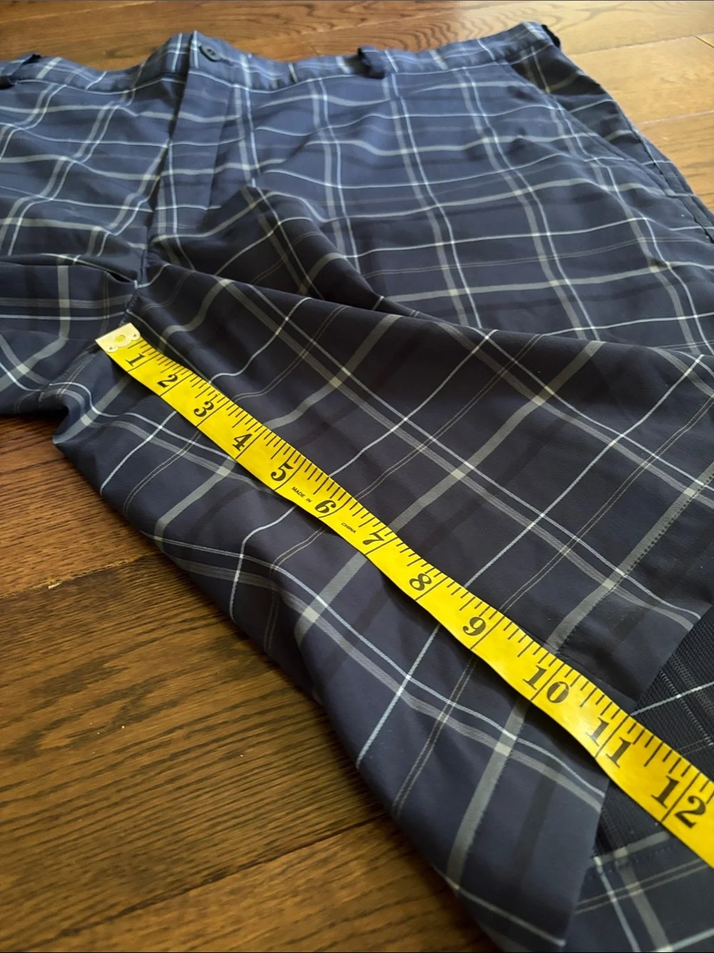 NIKE Dri Fit Golf Navy Plaid Performance Shorts Size